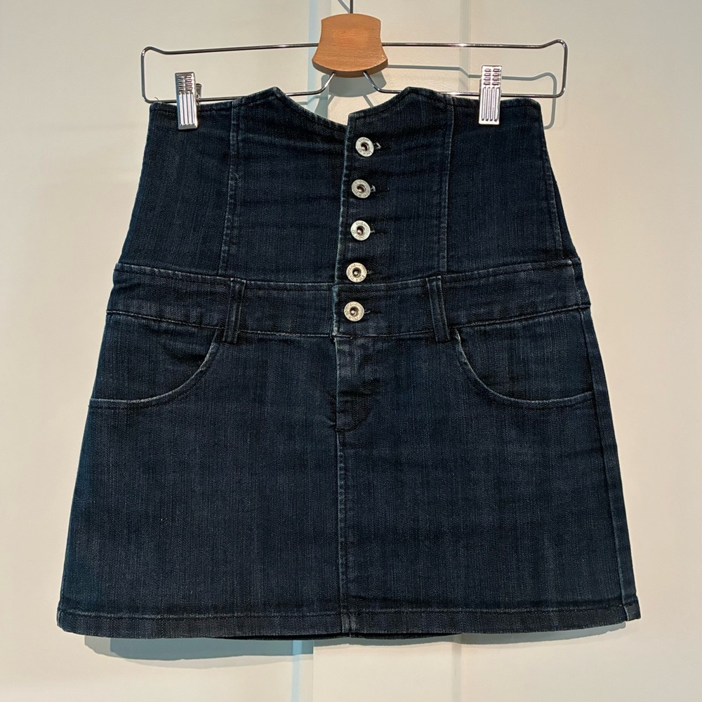 Cheery 25 Dark Denim Button-Front Skirt